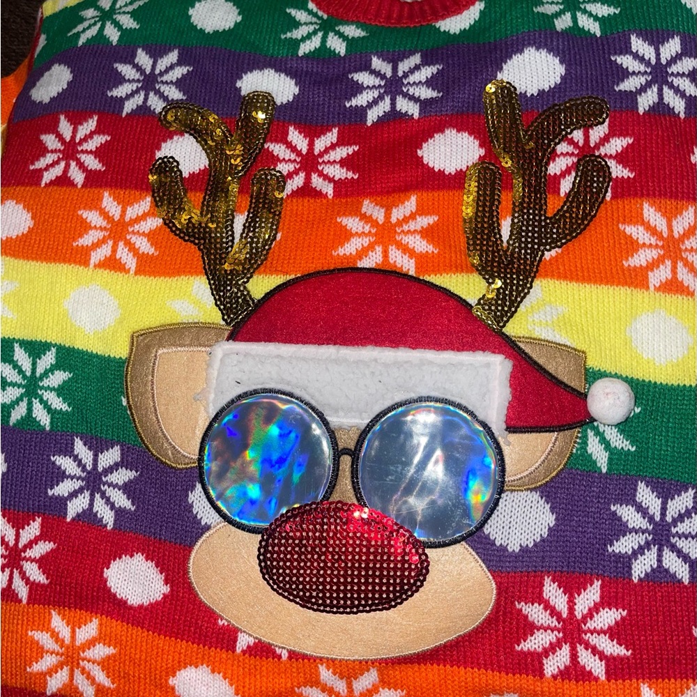 NWT Size Small Colorful Reindeer Christmas Sweater